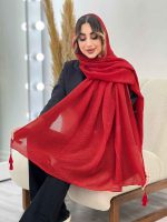 شال پلیسه منگوله دار شبنم کد 5059 - تصویر 29