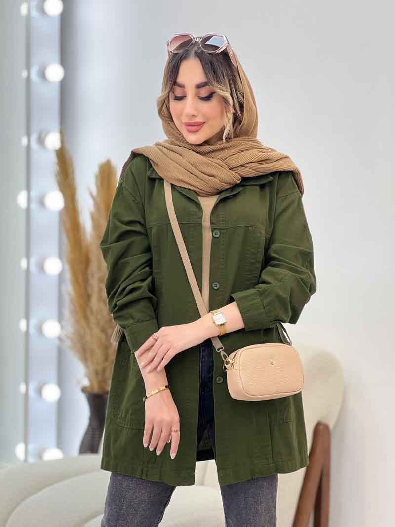 مانتو جلو پیله دو جیب کد 5075 مانتو جلو پیله دو جیب کد 5075