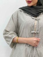 شومیز راه راه جلو بند آستین پیله کد 5062 - تصویر 17