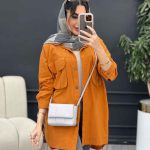 مانتو لینن جیب پیله بند دار کد 5069