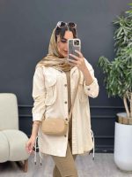مانتو لینن جیب پیله بند دار کد 5069 - تصویر 4