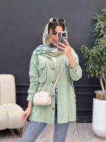 مانتو لینن جیب پیله بند دار کد 5069 - تصویر 6