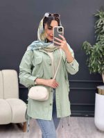مانتو لینن جیب پیله بند دار کد 5069 - تصویر 8
