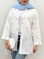 شومیز گل دار بنفشه کد 5020 - تصویر 14