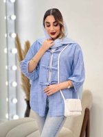 شومیز راه راه جلو بند آستین پیله کد 5062 - تصویر 20