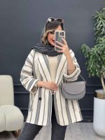 مانتو چهار دکمه راه راه دو جیب کد 5100 - تصویر 9