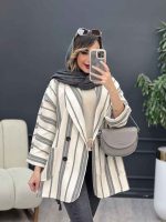 مانتو چهار دکمه راه راه دو جیب کد 5100 - تصویر 15