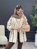 مانتو چهار دکمه راه راه دو جیب کد 5100 - تصویر 4
