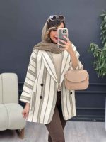 مانتو چهار دکمه راه راه دو جیب کد 5100 - تصویر 7