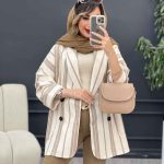 مانتو چهار دکمه راه راه دو جیب کد 5100