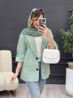 مانتو آستین پاگن دو جیب نما کد 5104 - تصویر 8