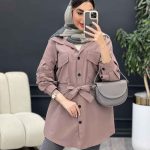 مانتو لینن دو جیب پاکتی ماریا کد 5041