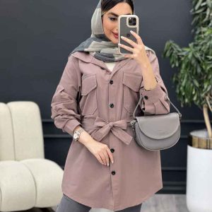مانتو لینن دو جیب پاکتی ماریا کد 5041