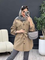 مانتو لینن دو جیب پاکتی ماریا کد 5041 - تصویر 7