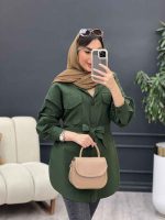 مانتو لینن دو جیب پاکتی ماریا کد 5041 - تصویر 3