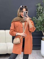مانتو جین رنگی جیب پیله کد 5079