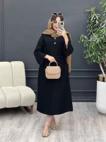 پیراهن بلند دو جیب کمربند دار کد 5120 - تصویر 2