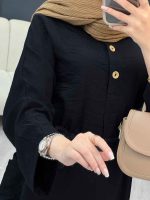 پیراهن بلند دو جیب کمربند دار کد 5120 - تصویر 6
