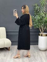 پیراهن بلند دو جیب کمربند دار کد 5120 - تصویر 5