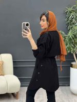 مانتو ژیله دار سرشانه پاگن کد 5132 - تصویر 6