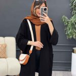 مانتو سر آستین چاک دو جیب کد 5136