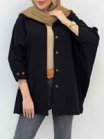 مانتو پانچ آستین دو دکمه کد 5123 - تصویر 3