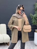 مانتو سر آستین چاک جیب نما کد 5126 - تصویر 4