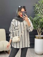 مانتو راه راه تک جیب آیرا کد 5170 - تصویر 6