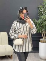 مانتو راه راه تک جیب آیرا کد 5170 - تصویر 12
