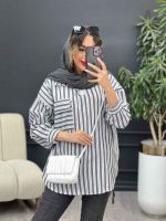 مانتو راه راه تک جیب آیرا کد 5170 - تصویر 5