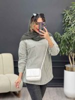 مانتو راه راه تک جیب آیرا کد 5170 - تصویر 3