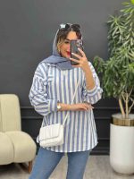 مانتو راه راه تک جیب آیرا کد 5170 - تصویر 2