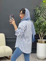 مانتو راه راه تک جیب آیرا کد 5170 - تصویر 7