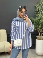مانتو راه راه تک جیب آیرا کد 5170 - تصویر 19