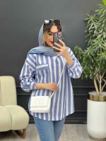 مانتو راه راه تک جیب آیرا کد 5170 - تصویر 13