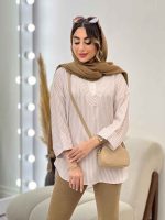 شومیز راه راه ترکیبی جلو بسته کد 5196 - تصویر 2