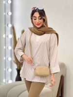 شومیز راه راه ترکیبی جلو بسته کد 5196 - تصویر 17