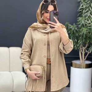 مانتو راه راه تک جیب آریس کد 5199