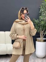 مانتو راه راه تک جیب آریس کد 5199 - تصویر 8