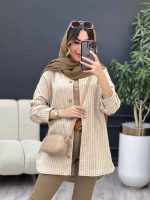 مانتو راه راه تک جیب آریس کد 5199 - تصویر 2