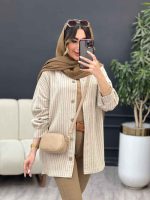 مانتو راه راه تک جیب آریس کد 5199 - تصویر 15