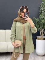 مانتو راه راه تک جیب آریس کد 5199 - تصویر 3