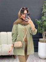 مانتو راه راه تک جیب آریس کد 5199 - تصویر 14