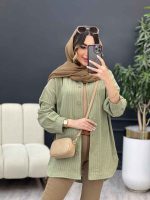 مانتو راه راه تک جیب آریس کد 5199 - تصویر 7