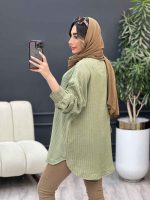 مانتو راه راه تک جیب آریس کد 5199 - تصویر 10
