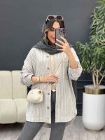 مانتو راه راه تک جیب آریس کد 5199 - تصویر 4