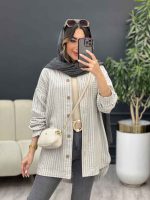 مانتو راه راه تک جیب آریس کد 5199 - تصویر 6
