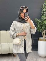 مانتو راه راه تک جیب آریس کد 5199 - تصویر 9