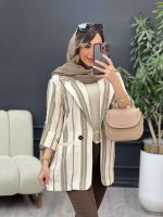 مانتو راه راه آستین سگک دو دکمه کد 5200 - تصویر 8