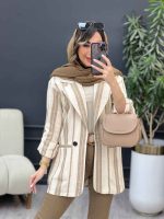 مانتو راه راه آستین سگک دو دکمه کد 5200 - تصویر 2